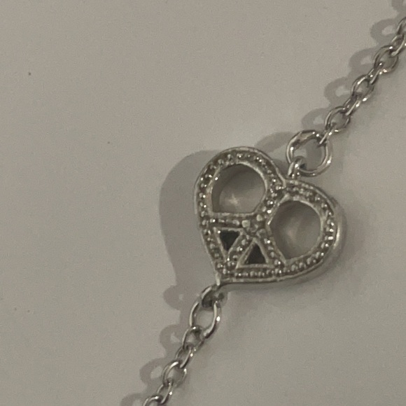 925 Jewelry - DIAMOND Sterling Silver PEACE SIGN HEARTS Necklace Chain 925 Silver Fine Jewelry